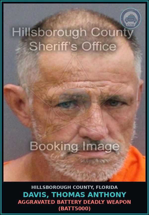 Booking mugshot of DAVIS, THOMAS ANTHONY in Hillsborough County