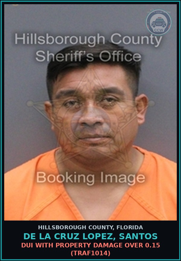 Booking mugshot of DE LA CRUZ LOPEZ, SANTOS in Hillsborough County