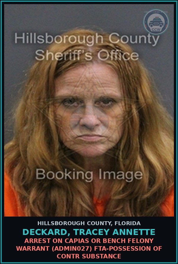 Booking mugshot of DECKARD, TRACEY ANNETTE in Hillsborough County