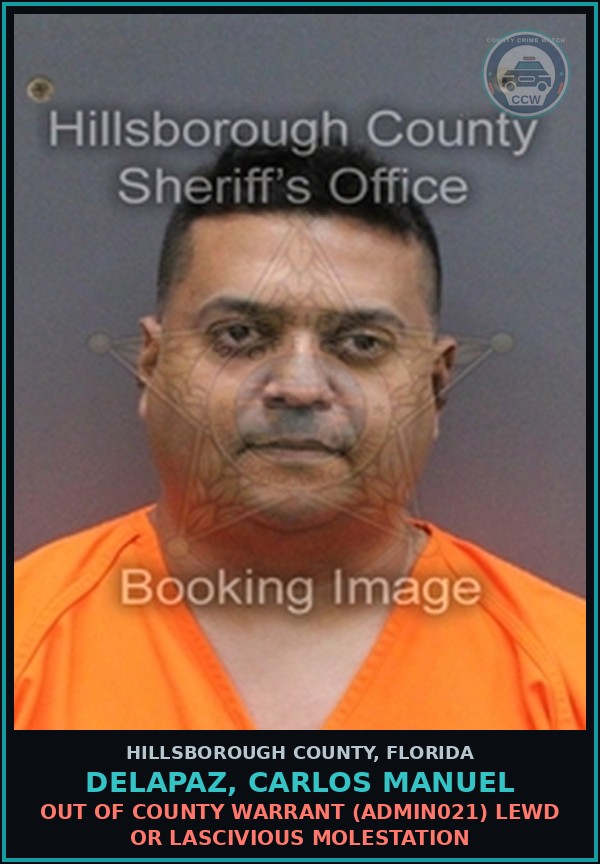 Booking mugshot of DELAPAZ, CARLOS MANUEL in Hillsborough County
