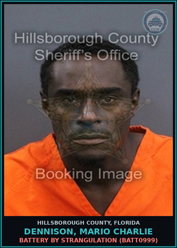 Booking mugshot of DENNISON, MARIO CHARLIE in Hillsborough County