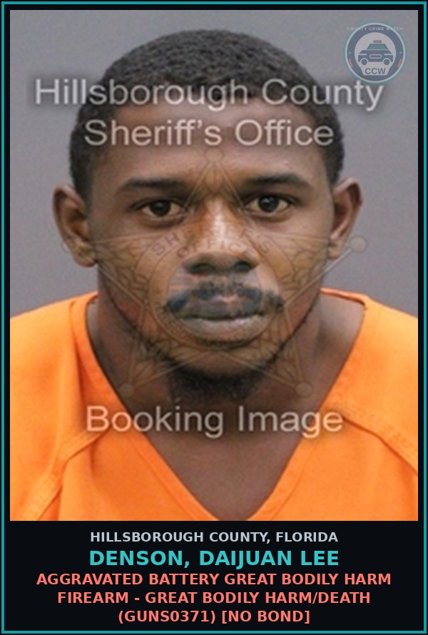 Booking mugshot of DENSON, DAIJUAN LEE in Hillsborough County