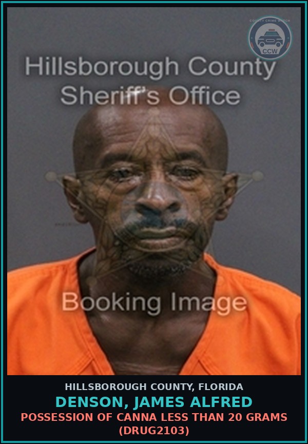 Booking mugshot of DENSON, JAMES ALFRED in Hillsborough County