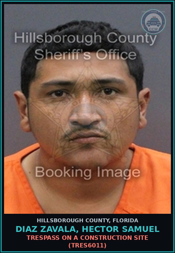 Booking mugshot of DIAZ ZAVALA, HECTOR SAMUEL in Hillsborough County