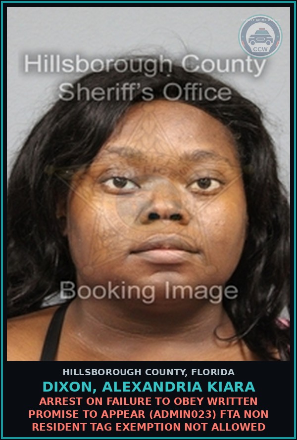 Booking mugshot of DIXON, ALEXANDRIA KIARA in Hillsborough County