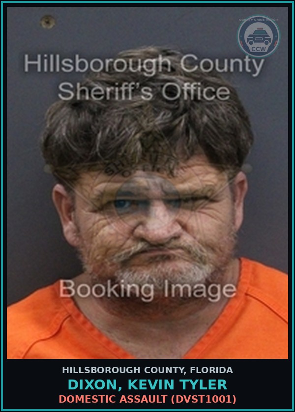 Booking mugshot of DIXON, KEVIN TYLER in Hillsborough County