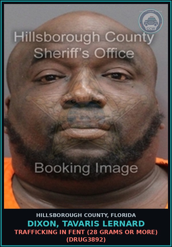 Booking mugshot of DIXON, TAVARIS LERNARD in Hillsborough County