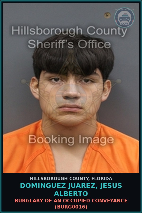 Booking mugshot of DOMINGUEZ JUAREZ, JESUS ALBERTO in Hillsborough County