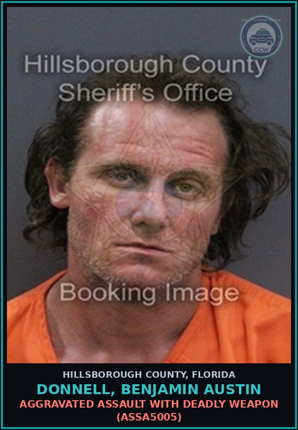 Booking mugshot of DONNELL, BENJAMIN AUSTIN in Hillsborough County