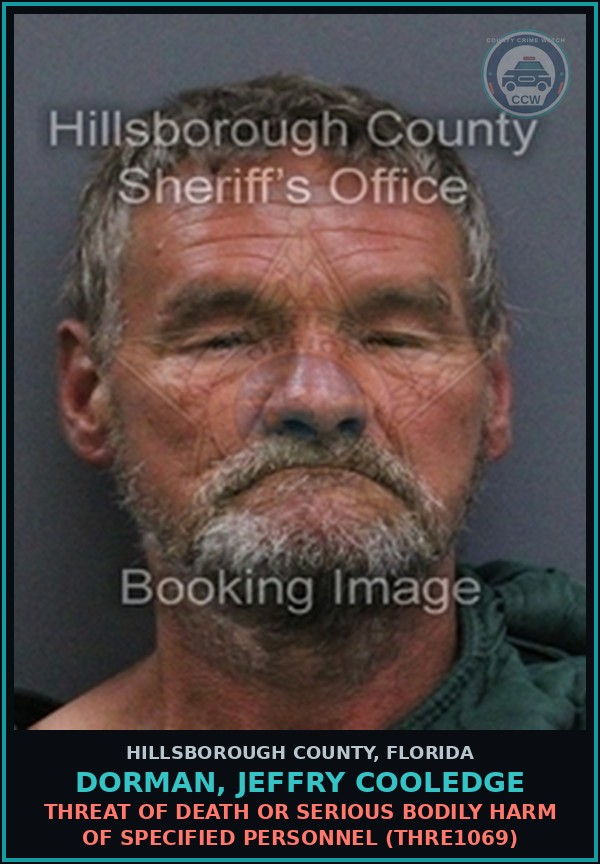 Booking mugshot of DORMAN, JEFFRY COOLEDGE in Hillsborough County