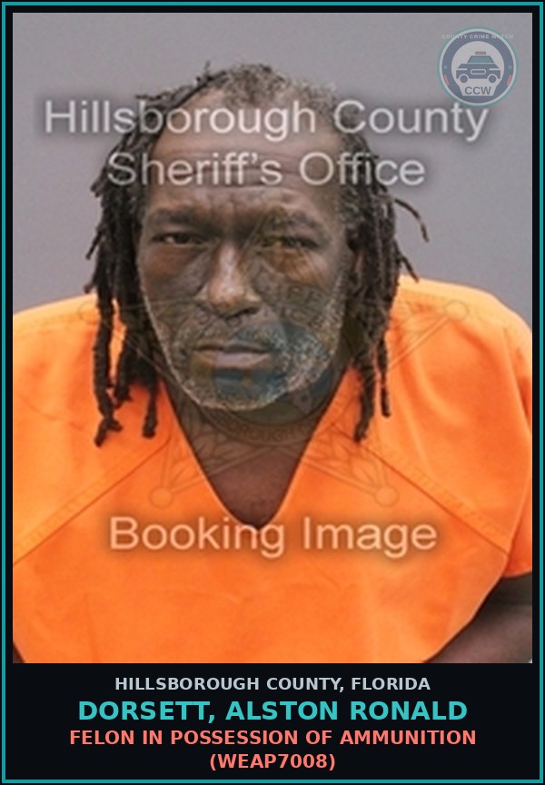 Booking mugshot of DORSETT, ALSTON RONALD in Hillsborough County