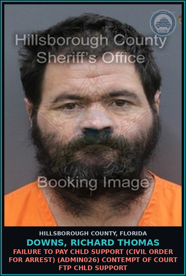 Booking mugshot of DOWNS, RICHARD THOMAS in Hillsborough County