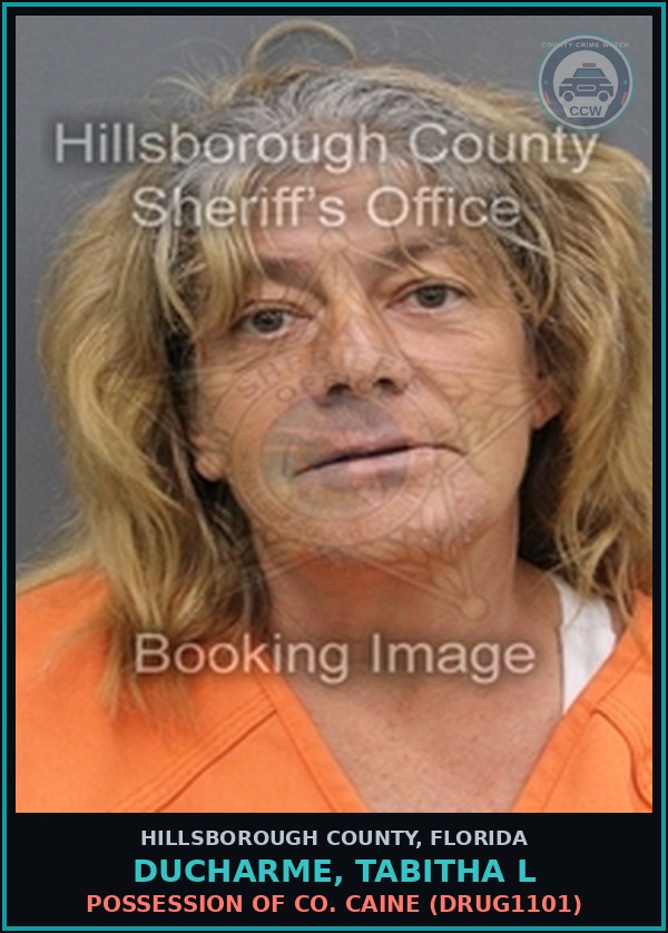 Booking mugshot of DUCHARME, TABITHA L in Hillsborough County