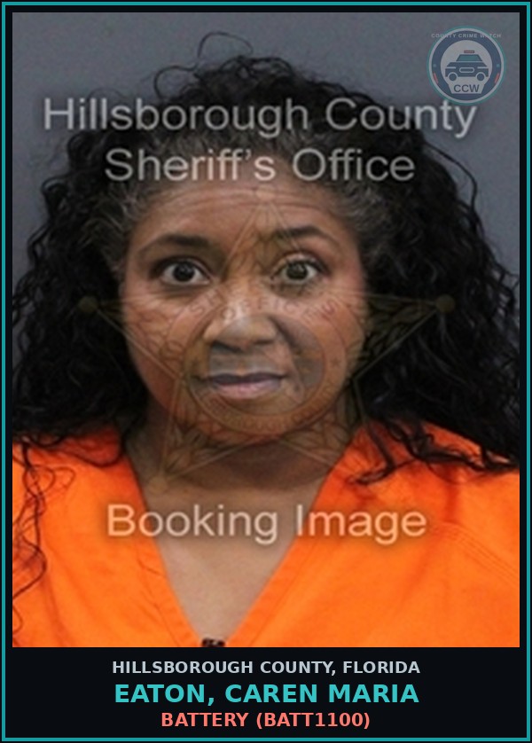 Booking mugshot of EATON, CAREN MARIA in Hillsborough County