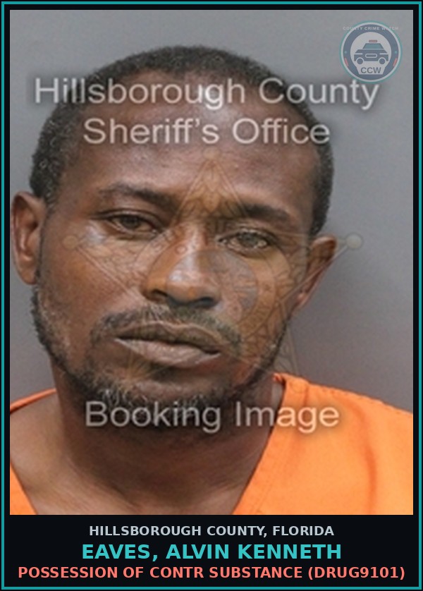 Booking mugshot of EAVES, ALVIN KENNETH in Hillsborough County