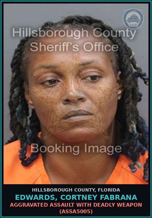 Booking mugshot of EDWARDS, CORTNEY FABRANA in Hillsborough County