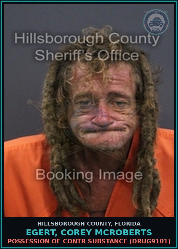 Booking mugshot of EGERT, COREY MCROBERTS in Hillsborough County