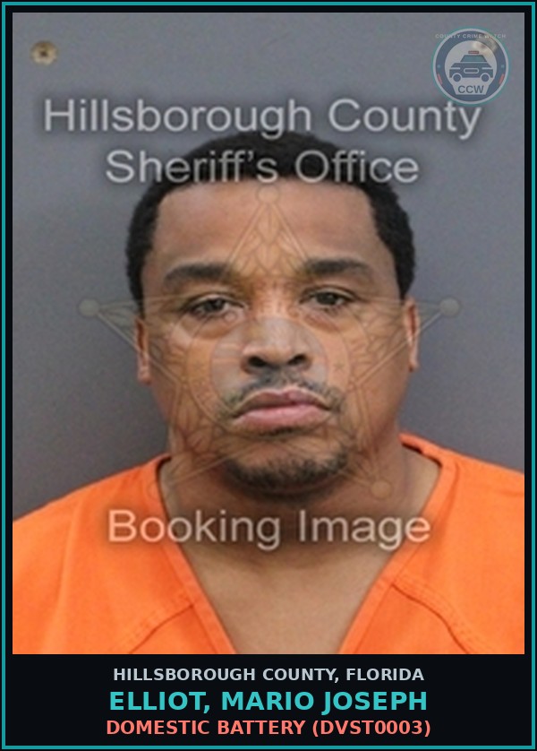 Booking mugshot of ELLIOT, MARIO JOSEPH in Hillsborough County
