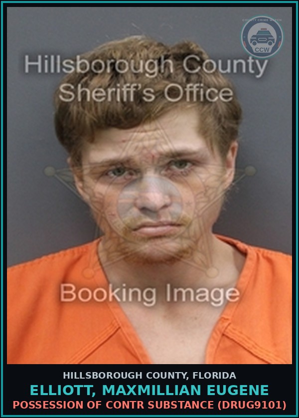Booking mugshot of ELLIOTT, MAXMILLIAN EUGENE in Hillsborough County