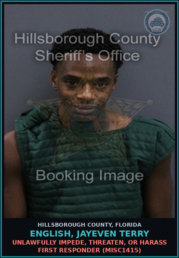 Booking mugshot of ENGLISH, JAYEVEN TERRY in Hillsborough County