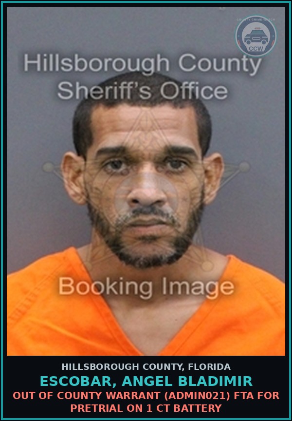 Booking mugshot of ESCOBAR, ANGEL BLADIMIR in Hillsborough County