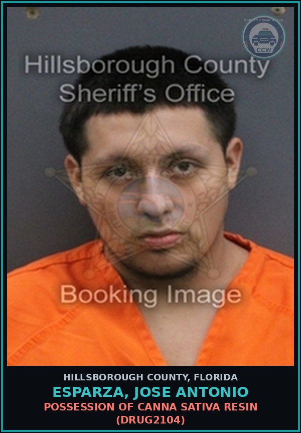 Booking mugshot of ESPARZA, JOSE ANTONIO in Hillsborough County