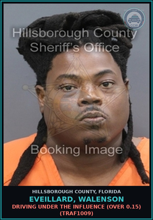Booking mugshot of EVEILLARD, WALENSON in Hillsborough County