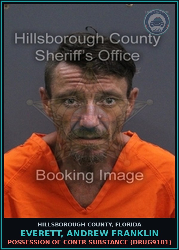 Booking mugshot of EVERETT, ANDREW FRANKLIN in Hillsborough County