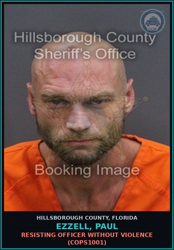 Booking mugshot of EZZELL, PAUL in Hillsborough County