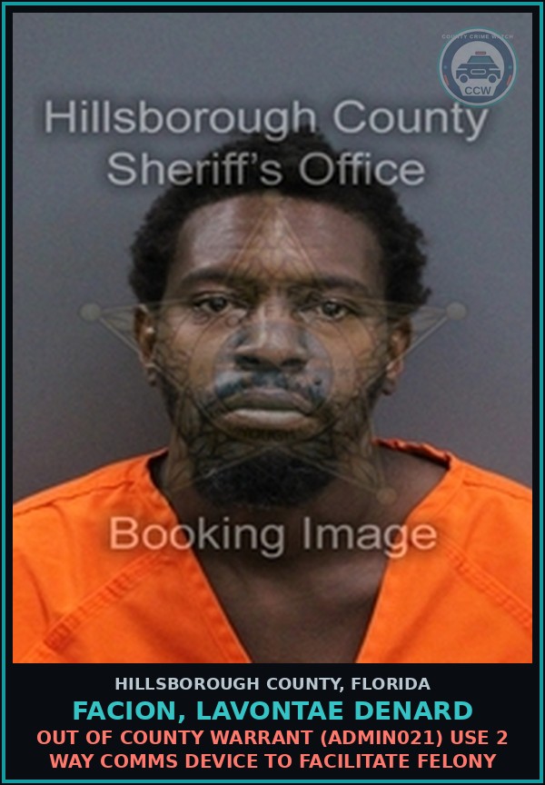 Booking mugshot of FACION, LAVONTAE DENARD in Hillsborough County