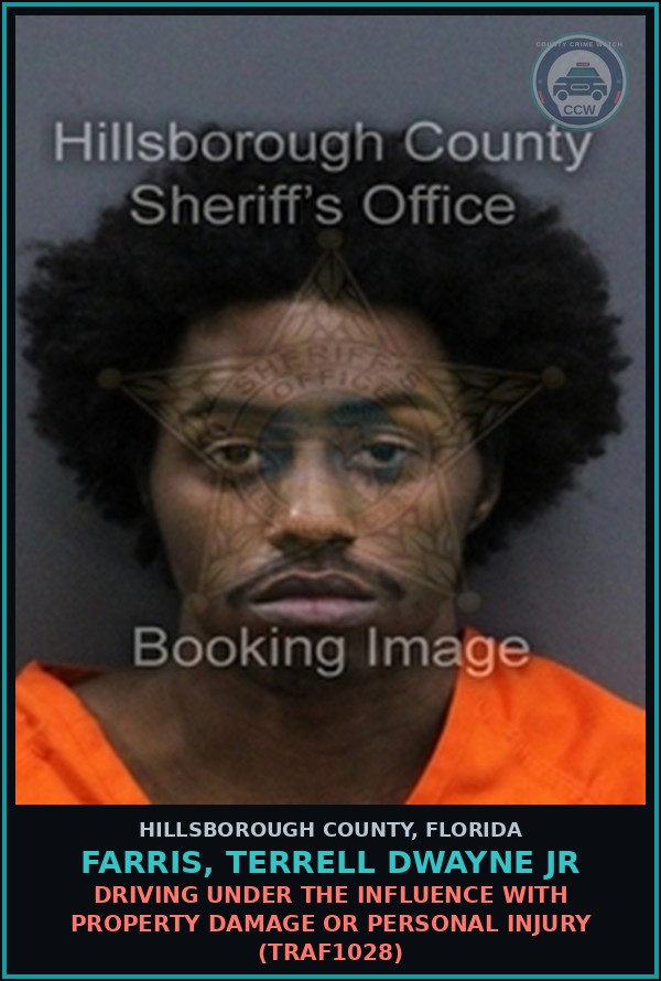 Booking mugshot of FARRIS, TERRELL DWAYNE JR in Hillsborough County