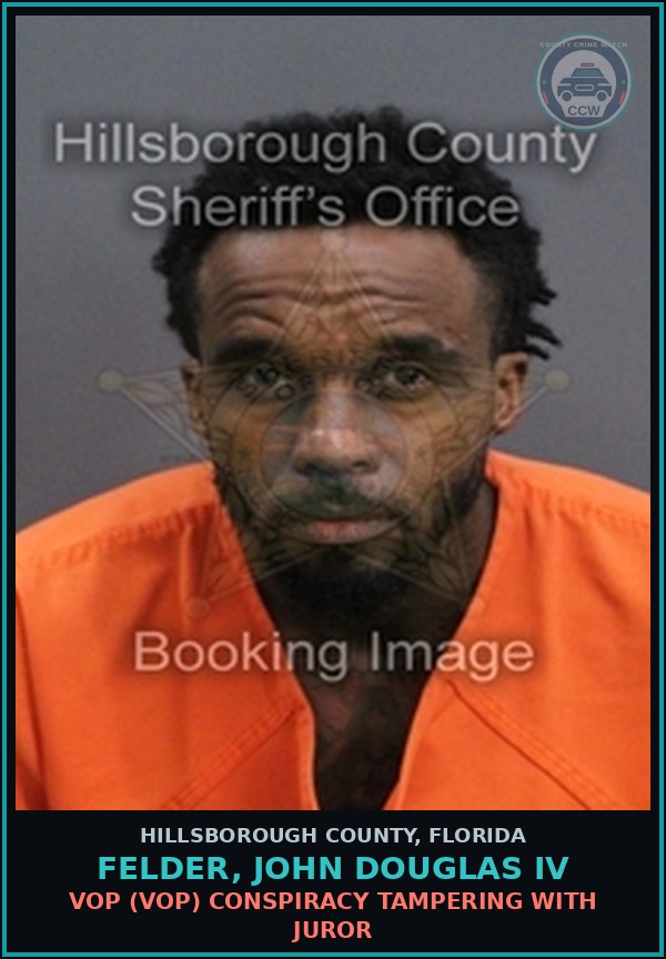 Booking mugshot of FELDER, JOHN DOUGLAS IV in Hillsborough County