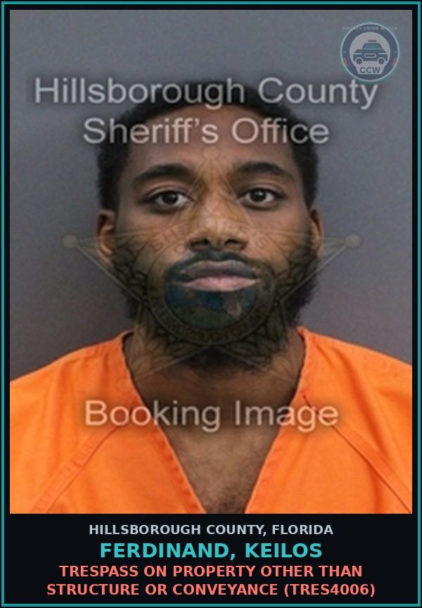 Booking mugshot of FERDINAND, KEILOS in Hillsborough County