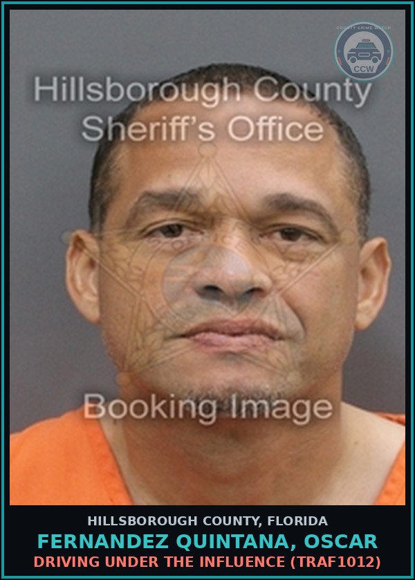 Booking mugshot of FERNANDEZ QUINTANA, OSCAR in Hillsborough County