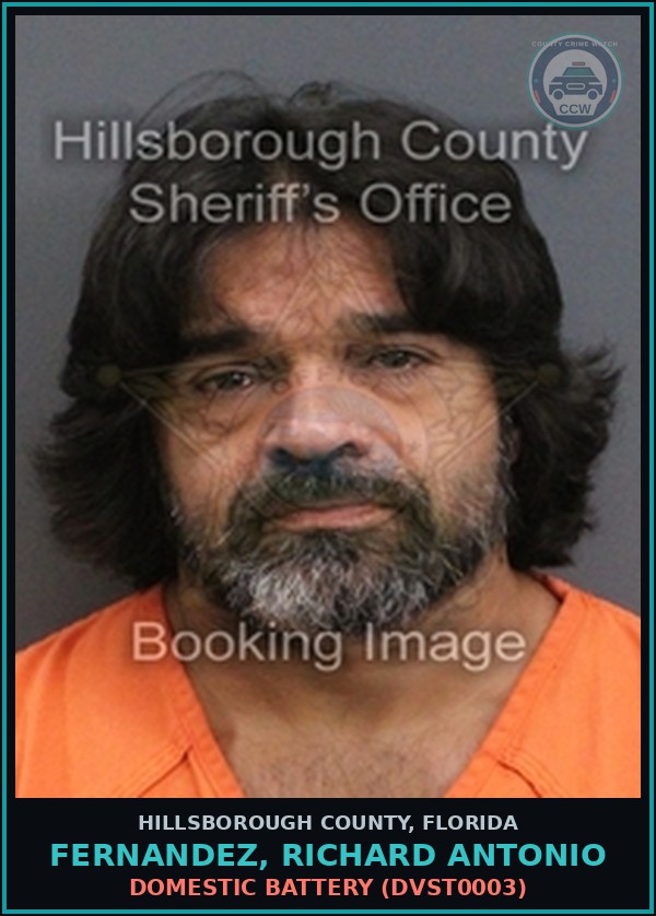 Booking mugshot of FERNANDEZ, RICHARD ANTONIO in Hillsborough County