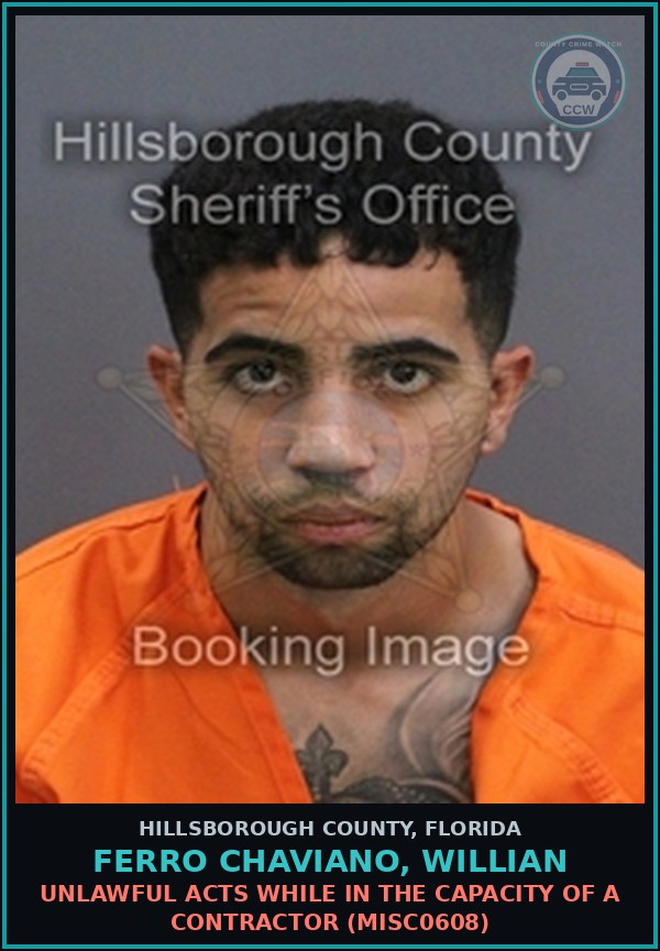 Booking mugshot of FERRO CHAVIANO, WILLIAN in Hillsborough County
