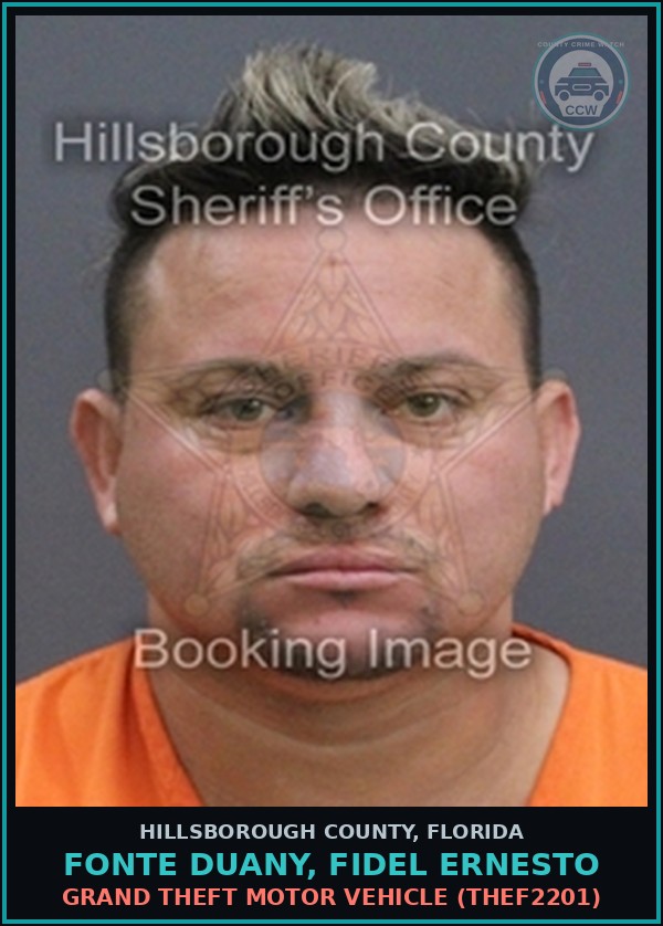 Booking mugshot of FONTE DUANY, FIDEL ERNESTO in Hillsborough County