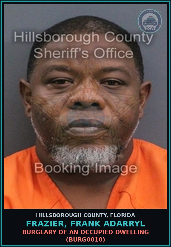 Booking mugshot of FRAZIER, FRANK ADARRYL in Hillsborough County