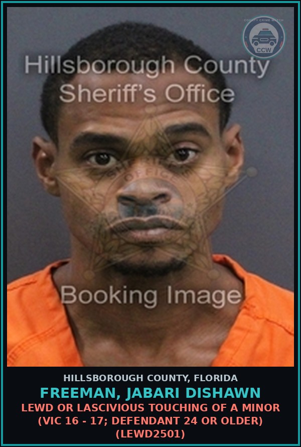 Booking mugshot of FREEMAN, JABARI DISHAWN in Hillsborough County