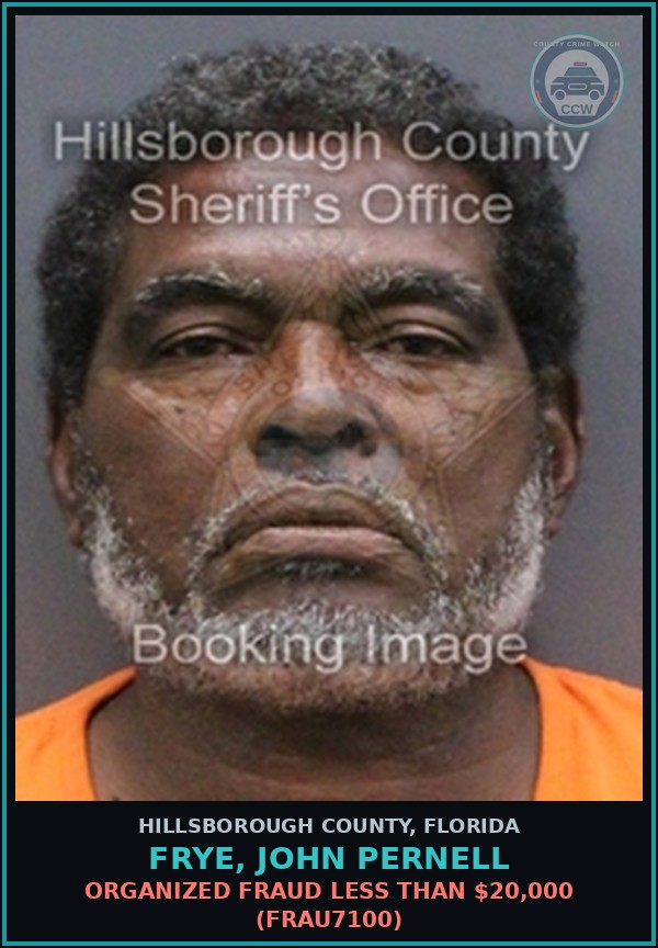 Booking mugshot of FRYE, JOHN PERNELL in Hillsborough County