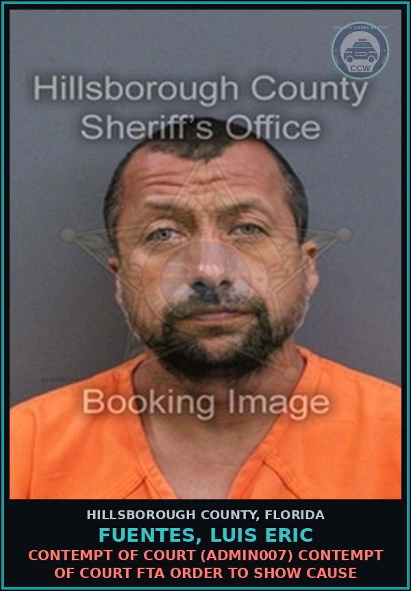 Booking mugshot of FUENTES, LUIS ERIC in Hillsborough County