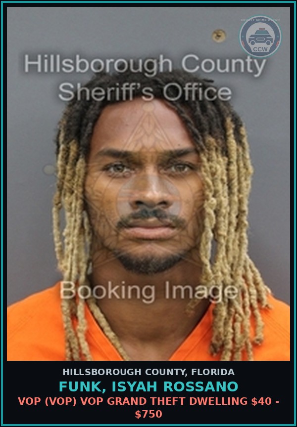 Booking mugshot of FUNK, ISYAH ROSSANO in Hillsborough County
