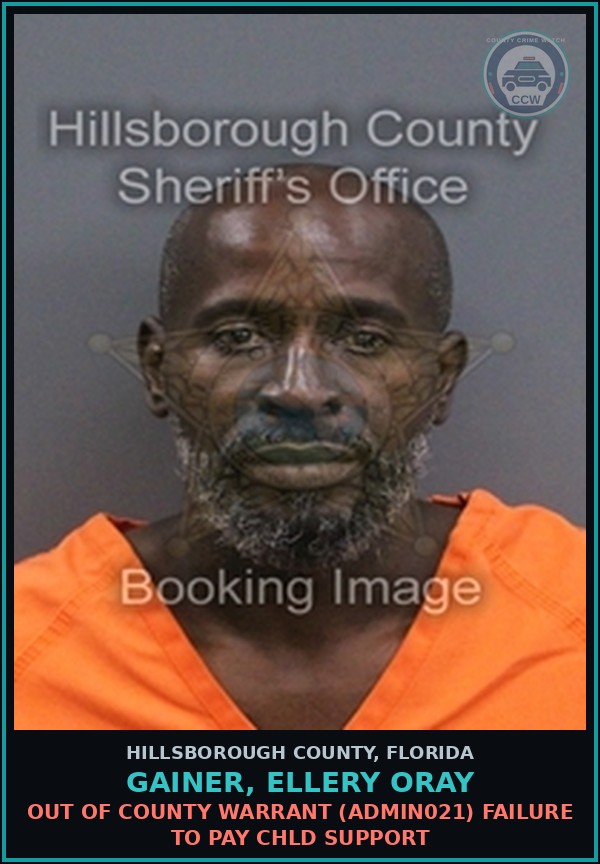 Booking mugshot of GAINER, ELLERY ORAY in Hillsborough County