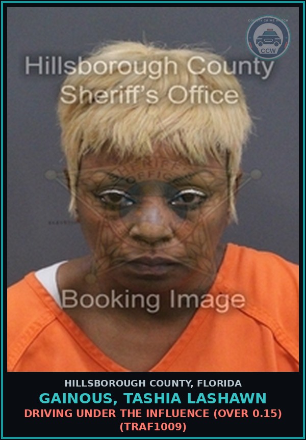Booking mugshot of GAINOUS, TASHIA LASHAWN in Hillsborough County
