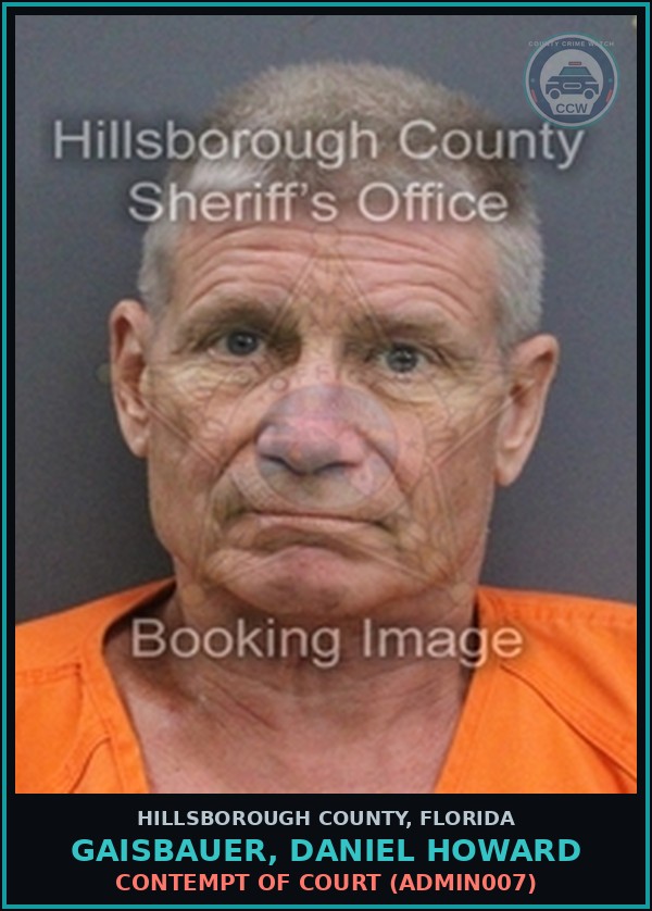 Booking mugshot of GAISBAUER, DANIEL HOWARD in Hillsborough County