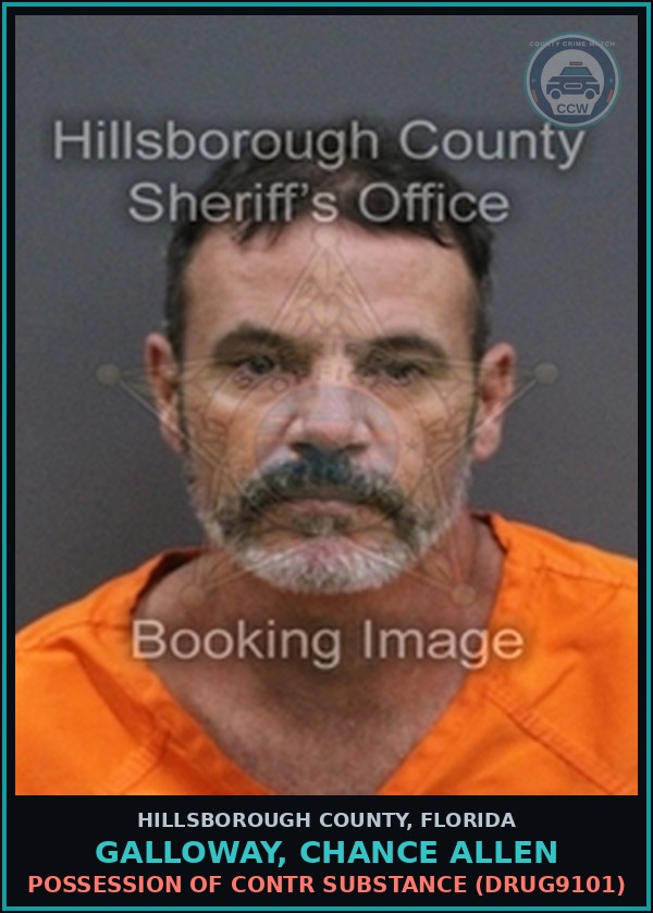 Booking mugshot of GALLOWAY, CHANCE ALLEN in Hillsborough County