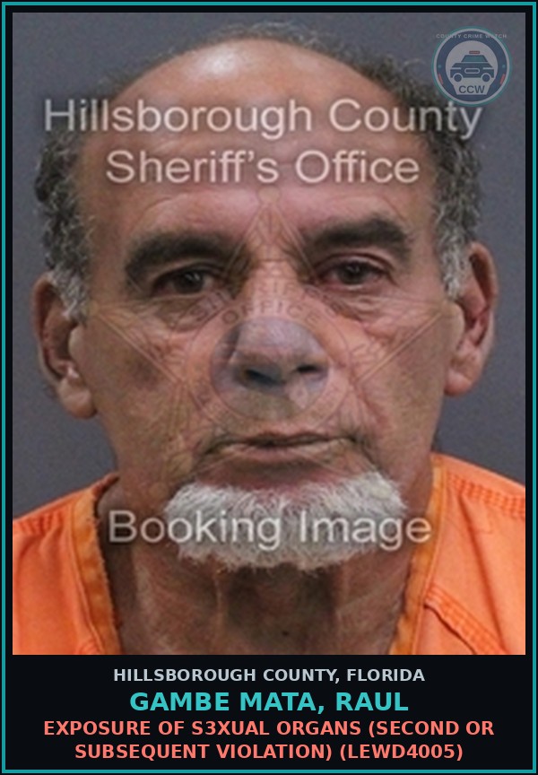 Booking mugshot of GAMBE MATA, RAUL in Hillsborough County