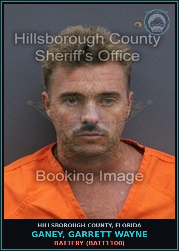 Booking mugshot of GANEY, GARRETT WAYNE in Hillsborough County