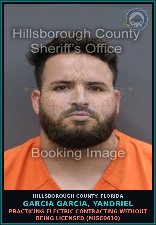 Booking mugshot of GARCIA GARCIA, YANDRIEL in Hillsborough County