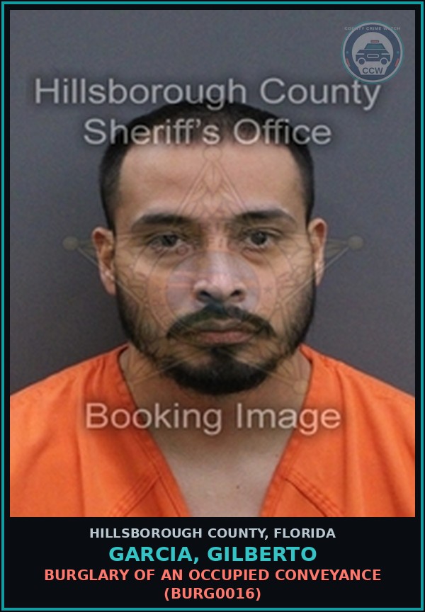 Booking mugshot of GARCIA, GILBERTO in Hillsborough County